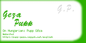 geza pupp business card